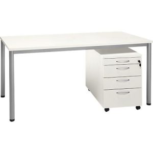 Komplettset NEVADA, Schreibtisch B 1600 mm, Rundrohrfuß Komplettset NEVADA, Schreibtisch B 1600 mm, Rundrohrfuß