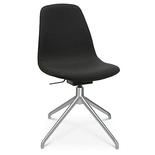 Konferenzsessel Topstar Sitness Life 1.1, dreh-/sitzhöhenverstellbar, ohne Armlehnen, B 460 x T 390 x H 450-480 mm, 4-Fußgestell, Alu matt & Stoff, schwarz