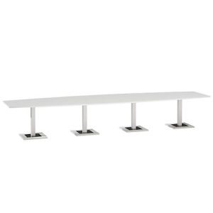 Konferenztisch, bis 14 Personen, Boot, Standfuß, B 4500 x T 1200 x H 720-820 mm, weiß/silber Konferenztisch, bis 14 Personen, Boot, Standfuß, B 4500 x T 1200 x H 720-820 mm, weiß/silber