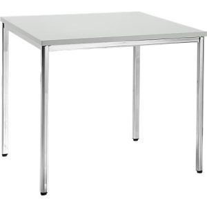 Konferenztisch, bis 4 Personen, Quadrat, 4-Fuß Quadratrohr, B 800 x T 800 x H 720 mm, lichtgrau/chromsilber Konferenztisch, bis 4 Personen, Quadrat, 4-Fuß Quadratrohr, B 800 x T 800 x H 720 mm, lichtgrau/chromsilber