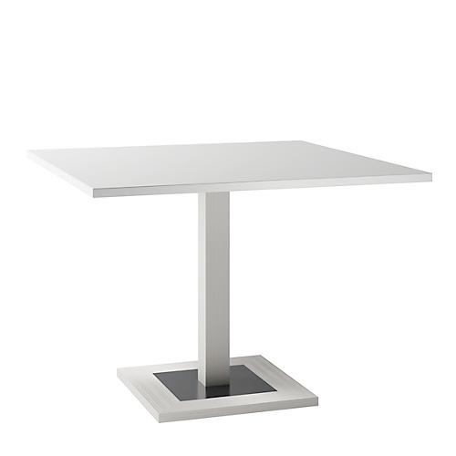 Konferenztisch, bis 4 Personen, Quadrat, Standfuß, B 1000 x T 1000 x H 720-820 mm, weiß/silber