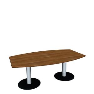 Konferenztisch, bis 6 Personen, Boot, Tellerfuß, B 2000 x T 800 x H 720 mm, Nussbaum/weißaluminium Konferenztisch, bis 6 Personen, Boot, Tellerfuß, B 2000 x T 800 x H 720 mm, Nussbaum/weißaluminium