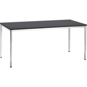 Konferenztisch, bis 6 Personen, Rechteck, 4-Fuß Quadratrohr, B 1600 x T 800 x H 720 mm, schwarz/chromsilber Konferenztisch, bis 6 Personen, Rechteck, 4-Fuß Quadratrohr, B 1600 x T 800 x H 720 mm, schwarz/chromsilber