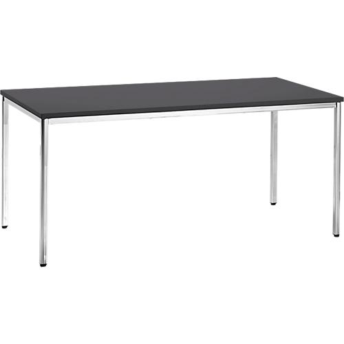 Konferenztisch, bis 6 Personen, Rechteck, 4-Fuß Quadratrohr, B 1600 x T 800 x H 720 mm, schwarz/chromsilber