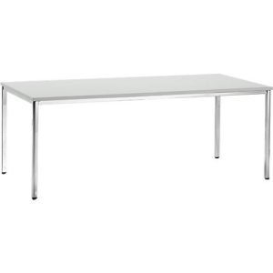 Konferenztisch, bis 6 Personen, Rechteck, 4-Fuß Quadratrohr, B 2000 x T 800 x H 720 mm, lichtgrau/chromsilber Konferenztisch, bis 6 Personen, Rechteck, 4-Fuß Quadratrohr, B 2000 x T 800 x H 720 mm, lichtgrau/chromsilber