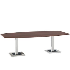 Konferenztisch, bis 8 Personen, Boot, Standfuß, B 2400 x T 1200 x H 720-820 mm, Ahornbrazil/silber Konferenztisch, bis 8 Personen, Boot, Standfuß, B 2400 x T 1200 x H 720-820 mm, Ahornbrazil/silber