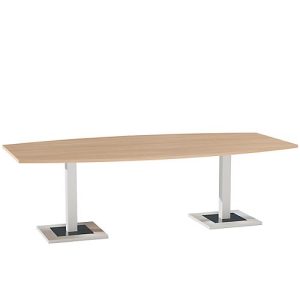 Konferenztisch, bis 8 Personen, Boot, Standfuß, B 2400 x T 1200 x H 720-820 mm, Kirsche Romana/silber Konferenztisch, bis 8 Personen, Boot, Standfuß, B 2400 x T 1200 x H 720-820 mm, Kirsche Romana/silber