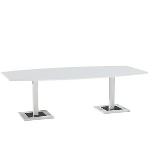 Konferenztisch, bis 8 Personen, Boot, Standfuß, B 2400 x T 1200 x H 720-820 mm, weiß/silber Konferenztisch, bis 8 Personen, Boot, Standfuß, B 2400 x T 1200 x H 720-820 mm, weiß/silber