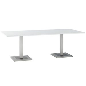 Konferenztisch, bis 8 Personen, Rechteck, Standfuß, B 2200 x T 1000 x H 720-820 mm, weiß/silber Konferenztisch, bis 8 Personen, Rechteck, Standfuß, B 2200 x T 1000 x H 720-820 mm, weiß/silber