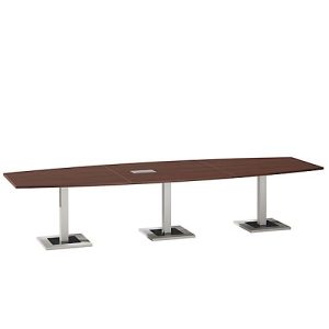 Konferenztisch, mit Tischanschlussfeld, bis 12 Personen, Boot, Standfuß, B 3500 x T 1200 x H 720-820 mm, Ahornbrazil/silber Konferenztisch, mit Tischanschlussfeld, bis 12 Personen, Boot, Standfuß, B 3500 x T 1200 x H 720-820 mm, Ahornbrazil/silber