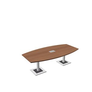 Konferenztisch, mit Tischanschlussfeld, bis 8 Personen, Boot, Standfuß, B 2400 x T 1200 x H 720-820 mm, Kirsche Romana/silber Konferenztisch, mit Tischanschlussfeld, bis 8 Personen, Boot, Standfuß, B 2400 x T 1200 x H 720-820 mm, Kirsche Romana/silber