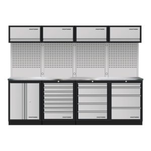 Kraftwerk Mobilio 4er Kombi, 4x Oberschrank,Lochwand, Edelstahl Kraftwerk Mobilio 4er Kombi, 4x Oberschrank,Lochwand, Edelstahl