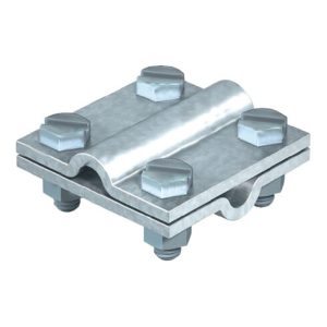 Kreuzverbinder nach DIN EN 62561-1 rund / rund 8 – 10 mm feuerverzinkt Stahl Kreuzverbinder nach DIN EN 62561-1 rund / rund 8 – 10 mm feuerverzinkt Stahl