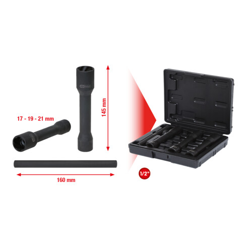 KS Tools 1/2" Spiral-Profil-Kraft-Stecknuss-Satz, XL, 4-teilig, 17-21mm