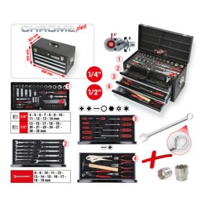 KS Tools 1/4″+1/2″ CHROMEplus Universal-Werkzeug-Satz, 99-teilig KS Tools 1/4″+1/2″ CHROMEplus Universal-Werkzeug-Satz, 99-teilig
