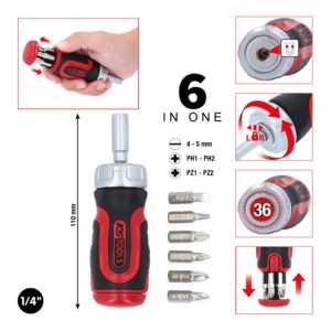 KS Tools 1/4″ 6 in 1 Mini-Ratschen-Schraubendreher KS Tools 1/4″ 6 in 1 Mini-Ratschen-Schraubendreher