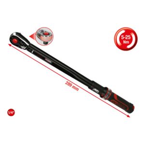 KS Tools 1/4″ ERGOTORQUE®precision Ratschen-Drehmomentschlüssel, 5-25Nm