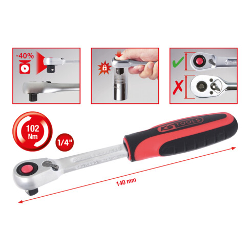 KS Tools 1/4" SlimPOWER Umschaltknarre,72 Zahn