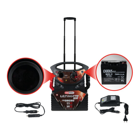 KS Tools 12 V + 24 V Batterie-Booster, mobiles Starthilfegerät 2340 A