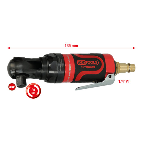 KS Tools 3/8" SlimPOWER Mini-Druckluft-Umschaltratsche 30Nm