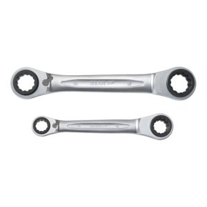 KS Tools 4 in 1 GEARplus umschaltbar Doppel-Ratschenringschlüssel-Satz, 2-teilig 21-34mm