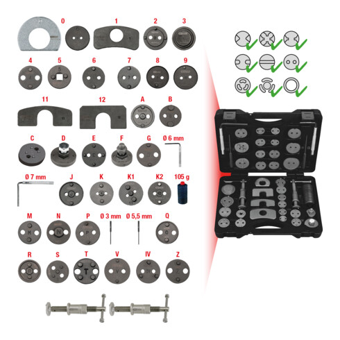 KS Tools Bremskolben-Rückstell-Werkzeug-Satz, 41-teilig