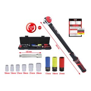 KS Tools Drehmomentschlüssel-Satz ERGOTORQUEprecision 1/2 Zoll, 20-200 Nm, 11-tlg.