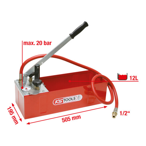 KS Tools Druck-Prüfpumpe, 12 Liter