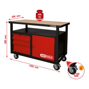KS Tools Fahrbare Werkbank mit 3 Schubladen und 1 Tür KS Tools Fahrbare Werkbank mit 3 Schubladen und 1 Tür