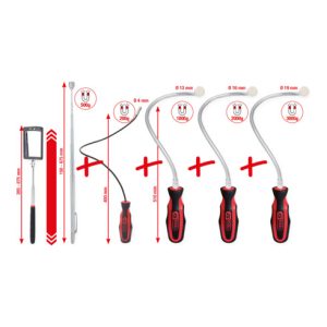 KS Tools Flexibler und Teleskop-Magnethalter und Inspektionsspiegel-Satz, 6-tlg
