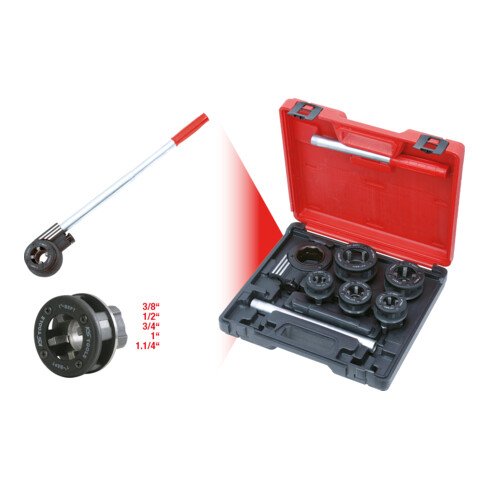 KS Tools Gewinde-Schneidkluppen-Satz 3/8"-1.1/4", 8-teilig