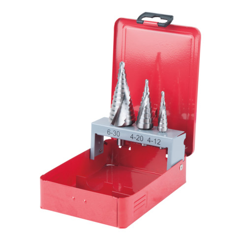 KS Tools HSS Co 5 Stufenbohrer-Satz, Stahlblechkassette 3-teilig