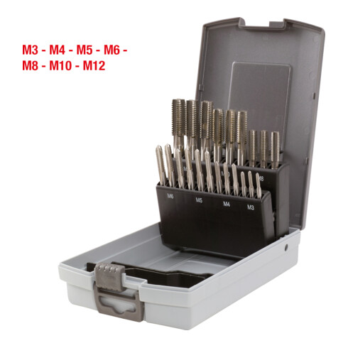 KS Tools HSS Handgewindebohrer-Satz M, Kunststoffkassette 21-teiligM3-M12