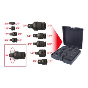 KS Tools Kraft-Vergrößerungs- und Reduzieradapter-Satz, 9-teilig KS Tools Kraft-Vergrößerungs- und Reduzieradapter-Satz, 9-teilig