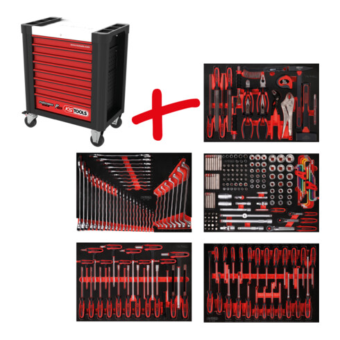 KS Tools Performanceplus Werkstattwagen-Satz P10 mit 262 Werkzeugen für 5 Schubladen