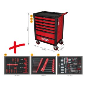 KS Tools RACINGline SCHWARZ/ROT Werkstattwagen mit 7 Schubladen und 215 Premium-Werkzeugen KS Tools RACINGline SCHWARZ/ROT Werkstattwagen mit 7 Schubladen und 215 Premium-Werkzeugen