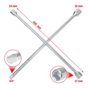 KS Tools Radkreuzschlüssel für LKW, 3/4″x24x27x32mm
