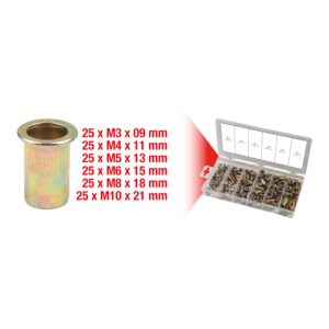 KS Tools Sortiment Gewindenieten, Stahl, M3x9mm-M10x21mm, 150-teilig KS Tools Sortiment Gewindenieten, Stahl, M3x9mm-M10x21mm, 150-teilig