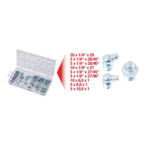 KS Tools Sortiment Schmiernippel, metrisch& Zoll, 70-teilig