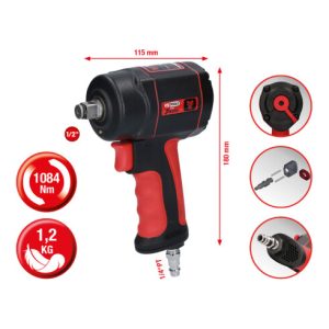 KS Tools THE miniDEVIL Hochleistungs-Druckluft-Schlagschrauber 1/2 Zoll, 1084Nm