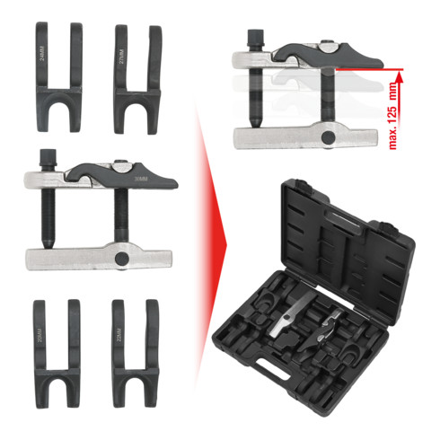 KS Tools Universal Kugelgelenk-Ausdrücker-Satz mit auswechselbaren Gabeln, 7-tlg.