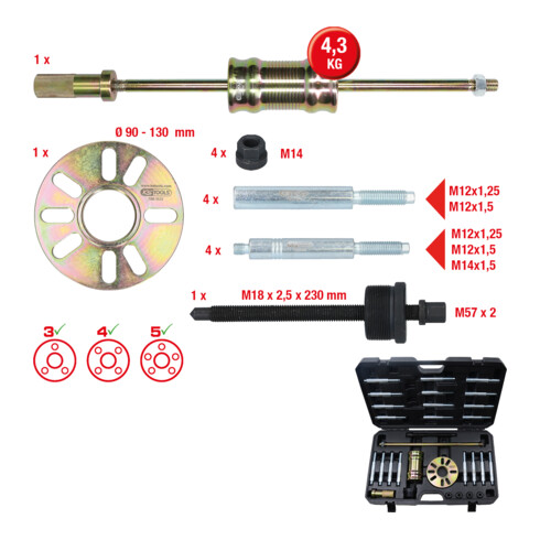 KS Tools Universal-Radnaben- und Gelenkwellen-Abzieher-Satz, 30-tlg.