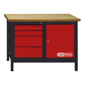 KS Tools Werkbank mit 4 Schubladen und 1 Tür, H840xB1200xT500mm KS Tools Werkbank mit 4 Schubladen und 1 Tür, H840xB1200xT500mm