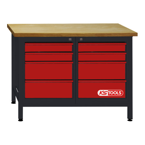 KS Tools Werkbank mit 8 Schubladen, H840xB1200xT600mm