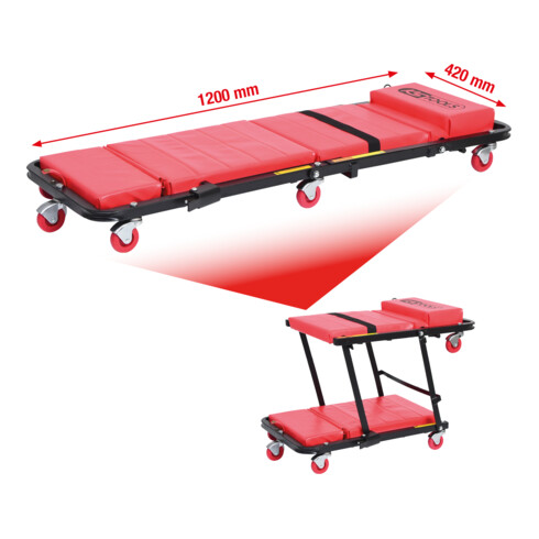 KS Tools Werkstattliege und Klappsitz, 1200x460mm