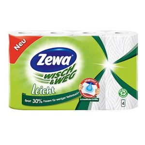 Küchenrollen Zewa Wisch & Weg Leicht, 3-lagig, 30 % weniger Fasern, Paket mit 4 Rollen à 48 Tücher, in 100 % recycelbarer Verpackung Küchenrollen Zewa Wisch & Weg Leicht, 3-lagig, 30 % weniger Fasern, Paket mit 4 Rollen à 48 Tücher, in 100 % recycelbarer Verpackung