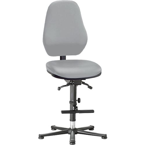 Labordrehstuhl Basic, Gleiter mit Aufstiegshilfe, Kunstleder, Stamskin Top grau