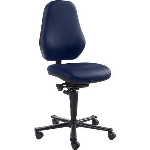 Labordrehstuhl LEANOS 9138, mit Rollen, Kunstleder, blau