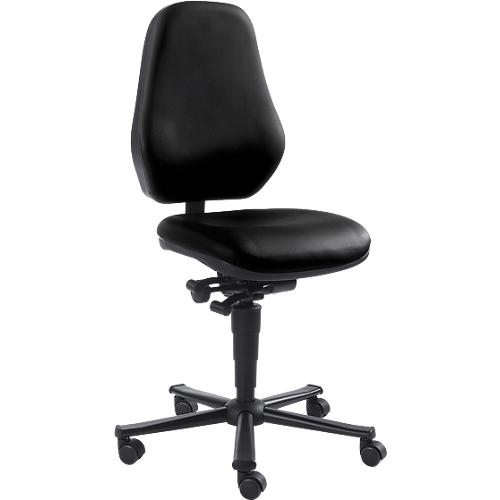 Labordrehstuhl LEANOS 9138, mit Rollen, Kunstleder, schwarz