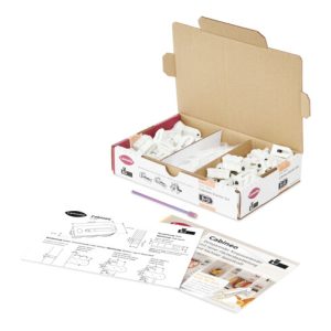Lamello Cabineo Starterset mit 40 Stk Cabineo 8/12 1 Stk Cabineo Bit, 40 Stk Abdeckkappen weiss Lamello Cabineo Starterset mit 40 Stk Cabineo 8/12 1 Stk Cabineo Bit, 40 Stk Abdeckkappen weiss